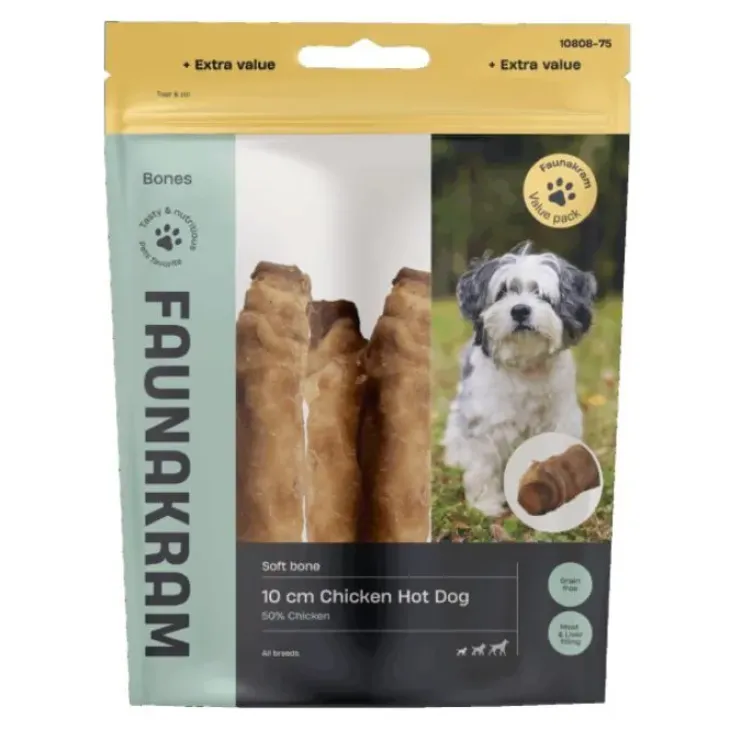 Faunakram Chicken Sausage in Rawhide Roll, Small Dog | 300g